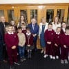 Pupils and teachers from Bunscoil Mhic Reachtain with Irish President Michael D Higgins and Sabina Higgins and Concern's Amelia Deehan