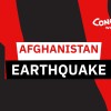 Black and red background with Afghanistan Earthquake written on top