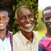 A montage of three smiling men
