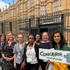 Members of Concern Worldwide stand outside of Parliament