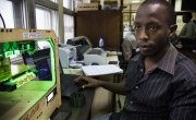 An engineering student at The University of Nairobi in the college’s FabLab. Photo: Concern Worldwide. 