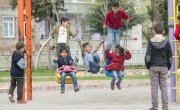 A group of children play outside an Education Support Centre in Adiyaman, Turkey, before heading in for Turkish class. Photo: Concern Worldwide. 