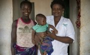 Matron and immunisation coordinator Emielliene Mapouka (39) with six-month-old Rosalia. photo: Chris de Bode / CAR