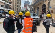 Concern staff and volunteers helping with the distribution of UNHCR's shelter kits for vulnerable communities affected by the Beirut blast. Photo: Jana Nashar / Concern Worldwide.