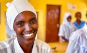 16-year-old Bati with her classmates in the science lab at Kalacha Girls School in Nairobi. Photo: Jennifer Nolan