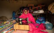 33-year-old Suheend received training in tailoring as well as a sewing machine to get her started, as part of Concern’s livelihoods programme for small scale entrepreneurs. She now earns an income from stitching clothes in her local community. Photo: Khaula Jamil/Concern Worldwide/Pakistan