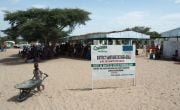 People arriving at the health post built using shipping containers in just 3 months by Concern in Chad.