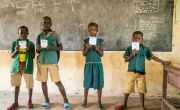 Students in Sierra Leone learn about numerical place values.