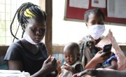 Nyakolo is at the Concern Nutrition Centre with her daughter Kialeach Tut. Kialech was assessed and identified as malnourished, she is receiving treatment such as supplementary food to increase her weight and ensure she is healthy. Juba, South Sudan Photo: Samir Bol / Concern Worldwide