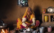 65 year old, Mano, has time to relax and make tea since she does not have to go far to collect water anymore thanks to the solar powered well built by Concern Worldwide and its implementing partners near her village, Misri Shah, UC Misri Shah Taluka, Nagarparkar, District Tharparkar on Pakistan Photo: Khaula Jamil/Concern Worldwide