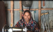 Hasina's tailoring created income opportunities for her and access to financial services in Kurigram. Project: Empowering women and youth through Graduation and Financial Inclusion. Photo: Concern Worldwide