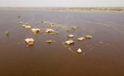 Aerial view of houses underwater in Jhuddo town of District Mirpurkhas of Sindh. Photo: Emmanuel Guddo/Concern Worldwide