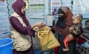 Kulsum* visits the Concern nutrition centre with her fourth child (15 months) for a health examination and to receive ready-to-use therapeutic food. (Photo: Saikat Mojumder/Concern Worldwide)