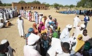A distribution of hygiene kits at Ban Jadid camp in West Darfur, Sudan. Photo: Kieran McConville/Concern Worldwide