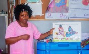 Marie (Maternal Child Health Aid) at Grandorhum CHC teaching expectant mothers about nutrition. Photo: Kago Tshabota.