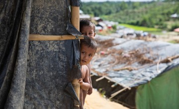 Boli and Mohamud (not their real names) at Moynadhona refugee camp for Rohingya in Cox's Bazar, Bangladesh.