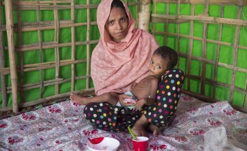 Layru and Hala at Concern Worldwide's Nutrition Support Centre. Bangladesh, Photo: Kieran McConville