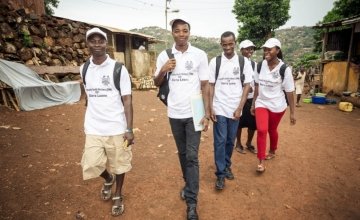 A team of Community health workers (CHWs) in Dwarzack community, Freetown. Photographer: Michael Duff