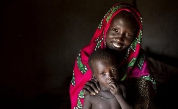 Nyarok* with her youngest child, two and a half year old Axlam*. Photo: Abbie Traylor-Smith/ Concern Worldwide