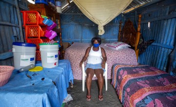 Louismene, who has received hygiene kits from Concern in Haiti