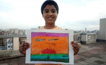 Jarif with his artwork, Bangaldesh.