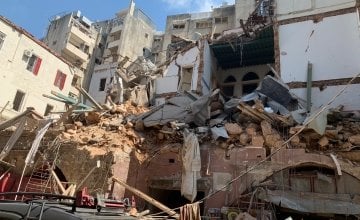 The remains of a building after the explosion in Beirut on August 4. Photo: Concern's Alliance 2015 Partner ACTED