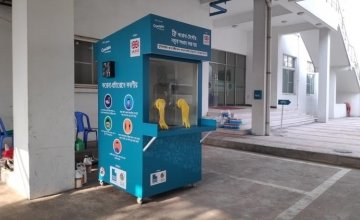 The coronavirus sample booth in Bangladesh. 