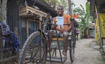 Shahin Mallik, a person with a disability, lives in the project area in Bangladesh and was due to receive support. Photo: Farhad Hamid
