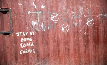 'Stay at home' graffiti in Nairobi