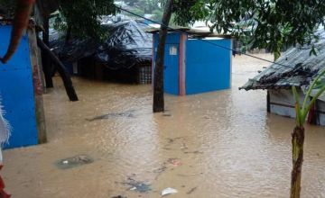 Cox's Bazar is underwater in 2021 after heavy rainfall. Flooding and landslides developed at the Rohingya camp.