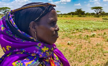 A member of the Chalbi Salt Self Help Group looks into the distance