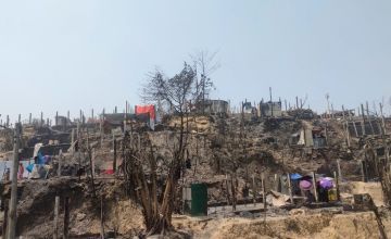 Rohingya refugee camp in Bangladesh after major fire