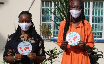 Bilkisu Jah and Roseann Kanu, Concern Worldwide Freetown. 16 days of Activism 2021, Orange the World: End Violence Against Women, 25th November to 10th December 2021. Photo: Charlotte Woellwarth