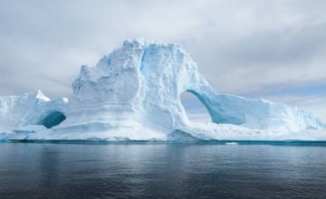 An iceberg tunnel on the Antarctic Peninsula.