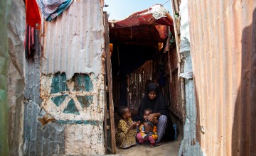 Rugiyo* (20) mother of 2 children lives in an IDP site in Mogadishu with her husband and children. Photo: Mustafa Saeed/Concern Worldwide