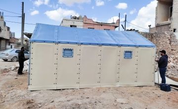 New RHU (Relief Housing Unit) shelters installed by Better Shelter and our partner Bonyan Organisaton in North West Syria. Photo: Concern Worldwide