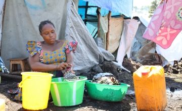 Kichire Bakungu Bobila, 35, in the Bulengo Site, DRC.