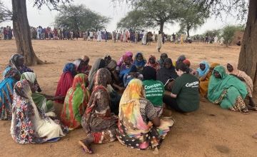 A group of women at a Chad refugee camp