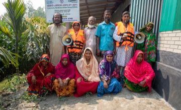 This community group in Rangpur, Bangladesh, warns around 1,700 local families of possible threats from cyclones. "The ultimate goal is to reduce the loss and damage from flooding," says Committee President, Ashmaf.