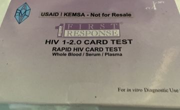 A rapid HIV card test in a health centre in Kenya Photo: Jennifer Nolan / Concern Worldwide