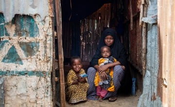 Rugiyo* (20) mother of 2 children lives in an IDP site in Mogadishu with her husband and children. Photo: Mustafa Saeed/Concern Worldwide