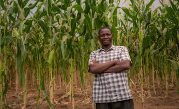 Joseph Marley (48), Chief of Mkulira village, talks about how much the solar irrigation and other climate smart agricultural practices have helped his village in Mwanza District. Photo: Chris Gagnon/Concern Worldwide