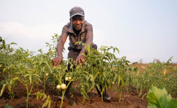 Mcfreson Aaron (33) is a farmer in Mkulira village, Mwanza District. Aaron has 2 children, 10 and 7 years old. Aaron explains how he uses the solar powered irrigation pump and other climate smart agricultural practices help him and his village. Photo: Chris Gagnon/Concern Worldwide