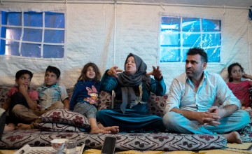 Darine* with her husband and some of their children in Hatay.