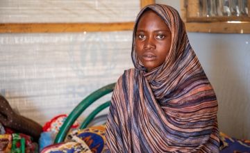 Dijda in her home in a refugee camp in Chad