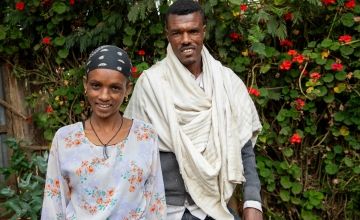 Asmaru Derebe (25) with her husband Derebe Demise (29). Photo: Eugene Ikua/Concern Worldwide