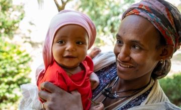 Meseret Sisay (30) with her 8 month old daughter Birtukan Teklu at Dib bahr health centre. Photo: Eugene Ikua/Concern Worldwide