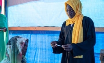 Nayla* (20) at work in the Concern clinic in eastern Chad. (Photo: Eugene Ikua/Concern Worldwide)