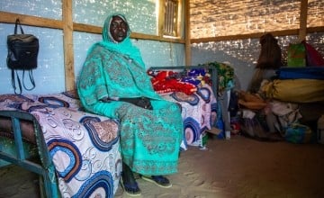 Fatima* Yaya Bhakit (48) at her home in refugee camp in eastern Chad. (Photo: Eugene Ikua/Concern Worldwide)