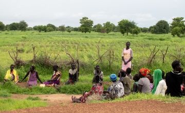 Women resting after working in the block farms in Warperdit, South Sudan. (Photo: Jon Hozier-Byrne/Concern Worldwide)